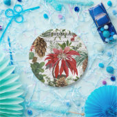 モダンなヴィンテージのウィンターガーデンの花柄 ペーパープレート (パーティー)