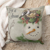 モダンなヴィンテージのウィンターガーデンの雪だるま クッション (ブランケット)
