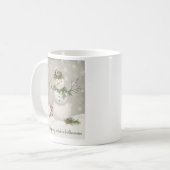 モダンなヴィンテージのウィンターガーデンの雪だるま コーヒーマグカップ (正面左)