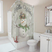 モダンなヴィンテージのウィンターガーデンの雪だるま シャワーカーテン (インサイチュ)