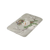 モダンなヴィンテージのウィンターガーデンの雪だるま バスマット (アングル)