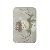 モダンなヴィンテージのウィンターガーデンの雪だるま バスマット (正面縦)