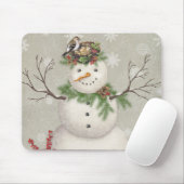 モダンなヴィンテージのウィンターガーデンの雪だるま マウスパッド (マウス)