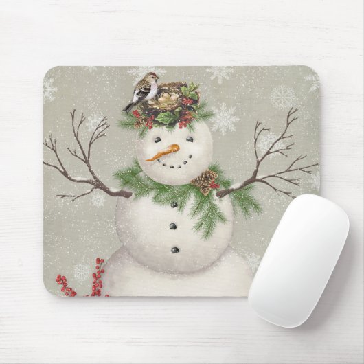 モダンなヴィンテージのウィンターガーデンの雪だるま マウスパッド (マウス)