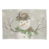 モダンなヴィンテージのウィンターガーデンの雪だるま 枕カバー (正面左)