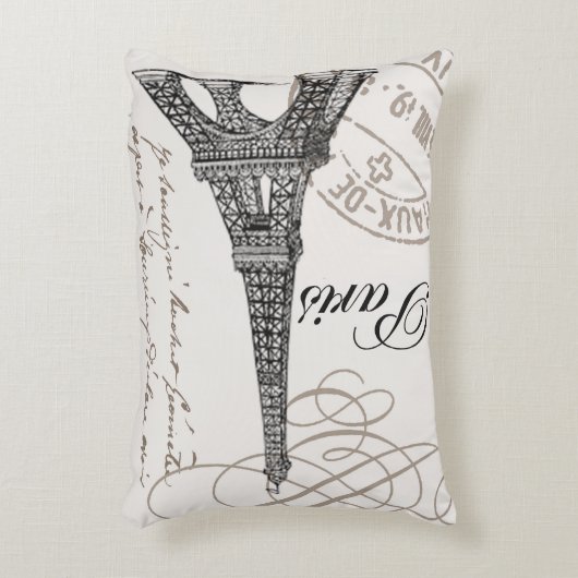 モダンなヴィンテージのエッフェル塔 アクセントクッション (正面(垂直))