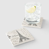 モダンなヴィンテージのエッフェル塔 ストーンコースター (横)