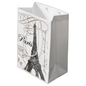 モダンなヴィンテージのエッフェル塔 ミディアムペーパーバッグ (裏面アングル)