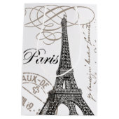 モダンなヴィンテージのエッフェル塔 ミディアムペーパーバッグ (裏面)