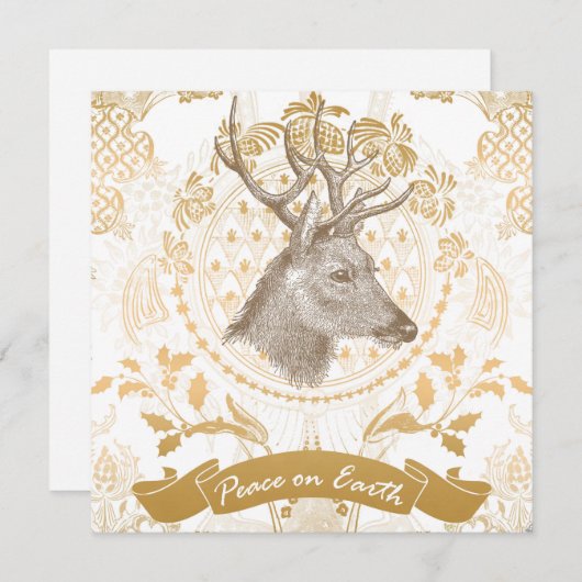 モダンなヴィンテージのエレガントな金ゴールドのクリスマス シーズンカード (正面/裏面)
