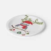 モダンなヴィンテージのクリスマスの森林フクロウ ペーパープレート (アングル)