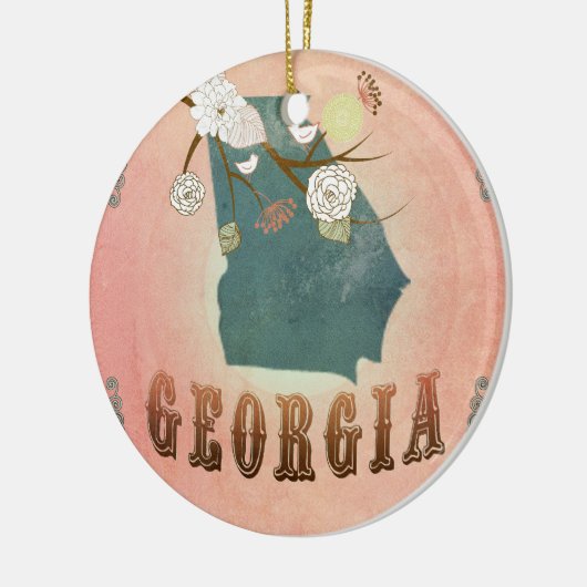 モダンなヴィンテージのジョージアの州の地図のパステルのモモ セラミックオーナメント (左)