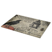 モダンなヴィンテージのハロウィンのカボチャおよびカラス カッティングボード (角)