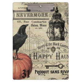 モダンなヴィンテージのハロウィンのカボチャおよびカラス クリップボード