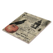 モダンなヴィンテージのハロウィンのカボチャおよびカラス タイル (側面)