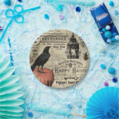 モダンなヴィンテージのハロウィンのカボチャおよびカラス ペーパープレート (パーティー)