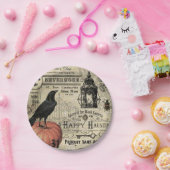 モダンなヴィンテージのハロウィンのカボチャおよびカラス ペーパープレート (パーティー)