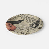 モダンなヴィンテージのハロウィンのカボチャおよびカラス ペーパープレート (アングル)