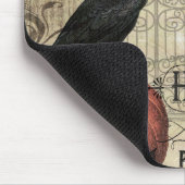 モダンなヴィンテージのハロウィンのカボチャおよびカラス マウスパッド (コーナー)