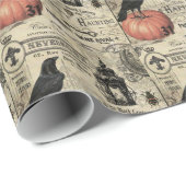 モダンなヴィンテージのハロウィンのカボチャおよびカラス ラッピングペーパー (ロールコーナー)