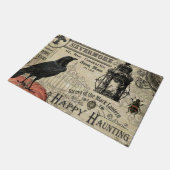 モダンなヴィンテージのハロウィンのカラスおよびカボチャ ドアマット (アングル)