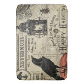 モダンなヴィンテージのハロウィンのカラスおよびカボチャ バスマット (正面縦)