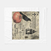 モダンなヴィンテージのハロウィンのカラスおよびカボチャ フリースブランケット (正面(横))