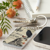 モダンなヴィンテージのハロウィンのカラスおよびスカル キーホルダー (正面右)