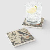 モダンなヴィンテージのハロウィンのカラスおよびスカル ストーンコースター (横)