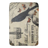 モダンなヴィンテージのハロウィンのカラスおよびスカル バスマット (正面縦)