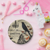 モダンなヴィンテージのハロウィンのカラスおよびスカル ペーパープレート (パーティー)