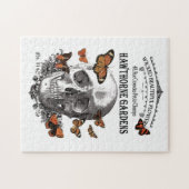 モダンなヴィンテージのハロウィンのスカルおよび蝶 ジグソーパズル (横)