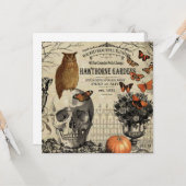 モダンなヴィンテージのハロウィンのフクロウおよびスカル カード (正面/裏面インサイチュ)