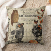 モダンなヴィンテージのハロウィンのフクロウおよびスカル クッション (ブランケット)