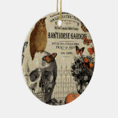 モダンなヴィンテージのハロウィンのフクロウおよびスカル セラミックオーナメント (右)