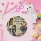 モダンなヴィンテージのハロウィンのフクロウおよびスカル ペーパープレート (パーティー)