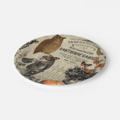モダンなヴィンテージのハロウィンのフクロウおよびスカル ペーパープレート (アングル)