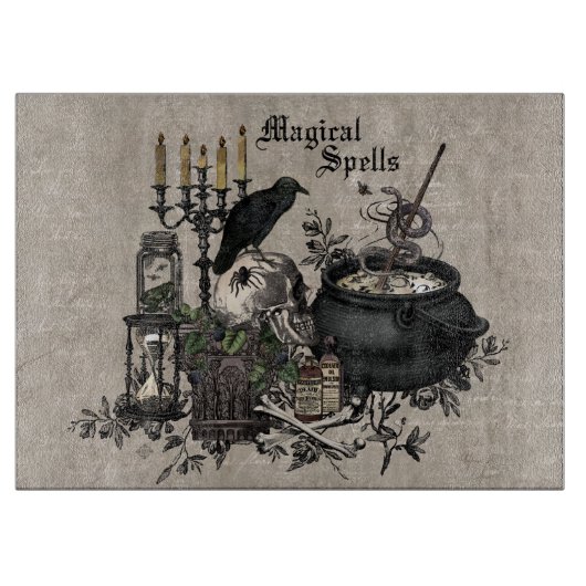 モダンなヴィンテージのハロウィンの魔法使いの醸造物 カッティングボード (正面)