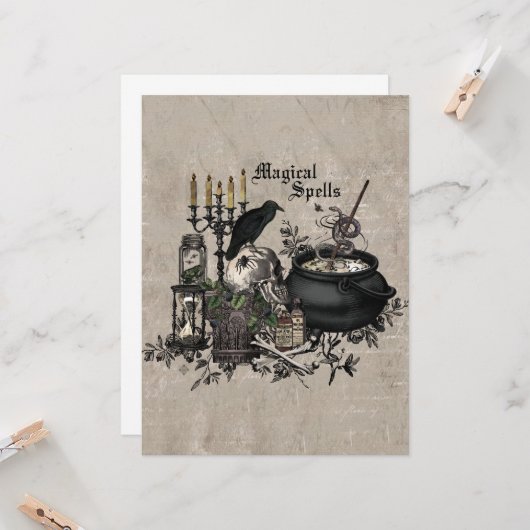 モダンなヴィンテージのハロウィンの魔法使いの醸造物 カード (正面/裏面インサイチュ)