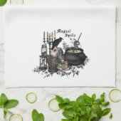 モダンなヴィンテージのハロウィンの魔法使いの醸造物 キッチンタオル (折り畳み)