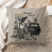 モダンなヴィンテージのハロウィンの魔法使いの醸造物 クッション (ブランケット)