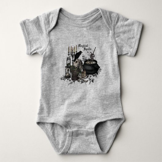 モダンなヴィンテージのハロウィンの魔法使いの醸造物 ベビーボディスーツ (正面)