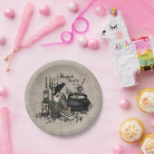 モダンなヴィンテージのハロウィンの魔法使いの醸造物 ペーパープレート (パーティー)