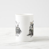 モダンなヴィンテージのハロウィンの魔法使いの醸造物 ボーンチャイナマグカップ (正面)