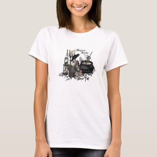 モダンなヴィンテージのハロウィンの魔法使いの醸造物 Tシャツ (正面)