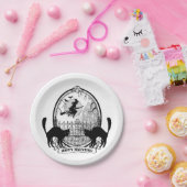 モダンなヴィンテージのハロウィン魔法使いおよび猫 ペーパープレート (パーティー)