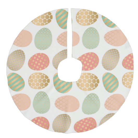モダンなヴィンテージのパステル調の写実的なイースターエッグ フェイクリネンツリースカート (正面)