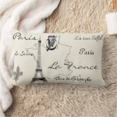 モダンなヴィンテージのパリフランスエッフェル塔のスタンプの地図 ランバークッション (ブランケット)