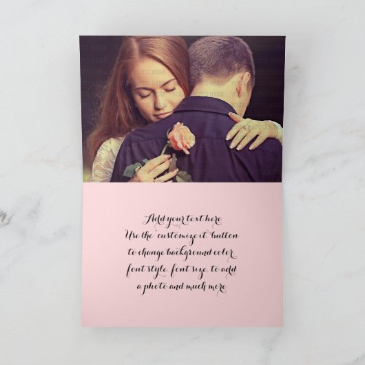 モダンなヴィンテージのピンクの花の結婚式は感謝していしています サンキューカード (内部)