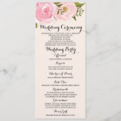 モダンなヴィンテージのピンクの花の結婚式プログラムプログラム・カード2 プログラム (裏面)